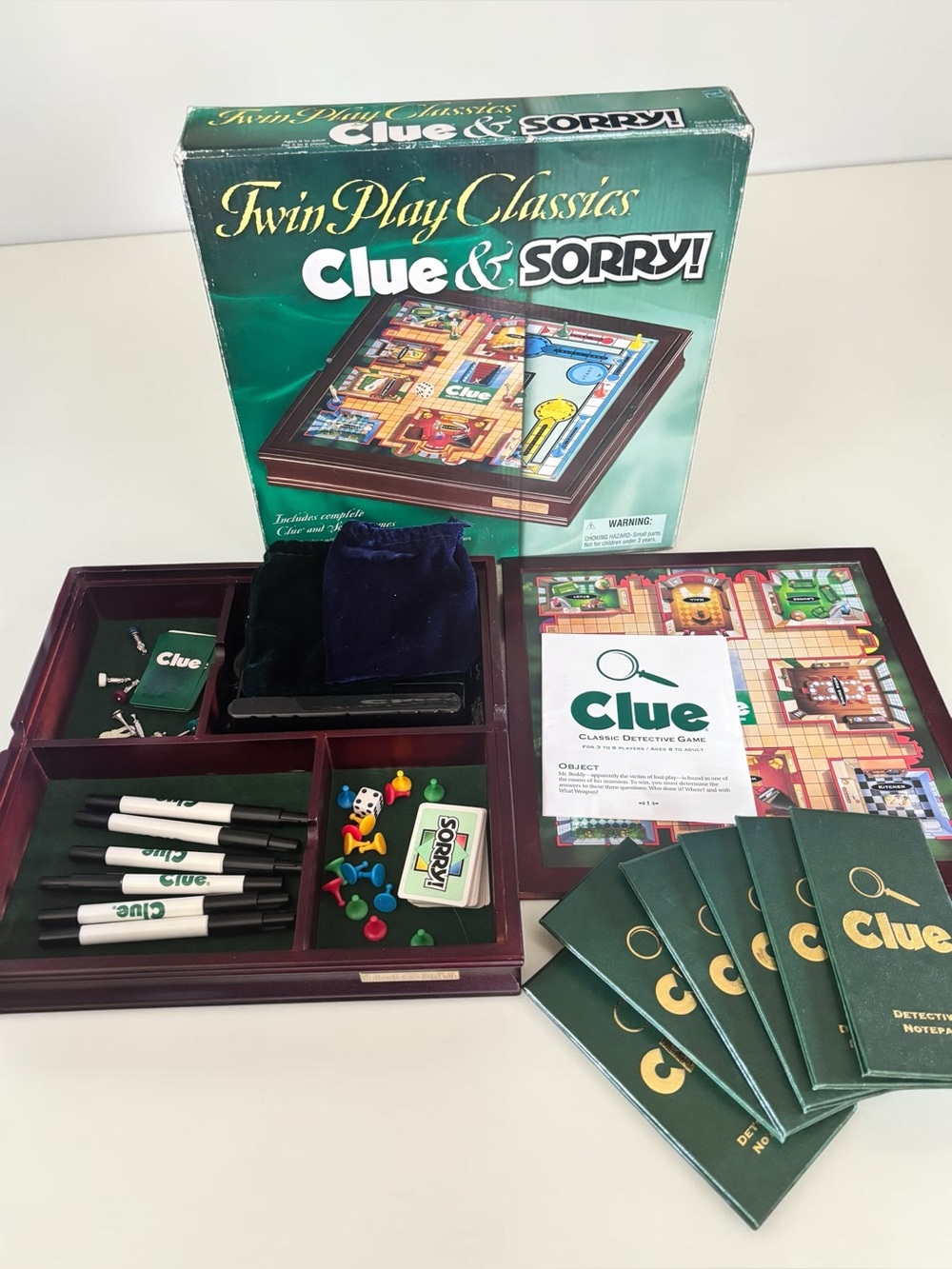 Vintage Twin Play Classics Clue & Sorry Board Game Complete